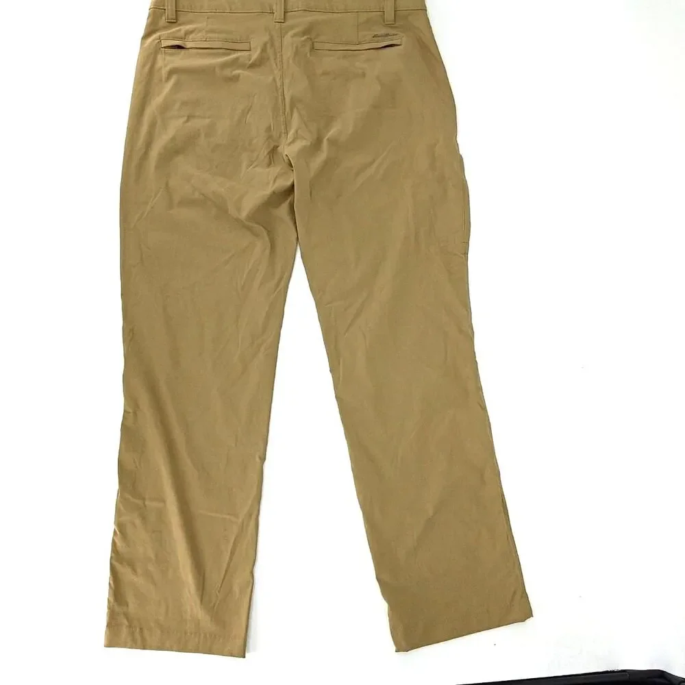 Eddie Bauer Travex 34x32 Khaki Tan Nylon Stretch Hiking Travel Pants Gorpcore